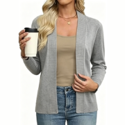 Lightweight Open Front Knit Cardigan - Image 2