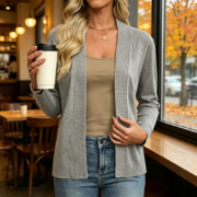 Lightweight Open Front Knit Cardigan - Image 3