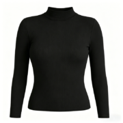 Ribbed Knit Fitted Long Sleeve Turtleneck