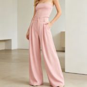 High Waist Tailored Wide Leg Suit Pants - Image 3