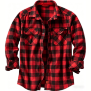 Heavyweight Flannel Plaid Button-Up Shirt
